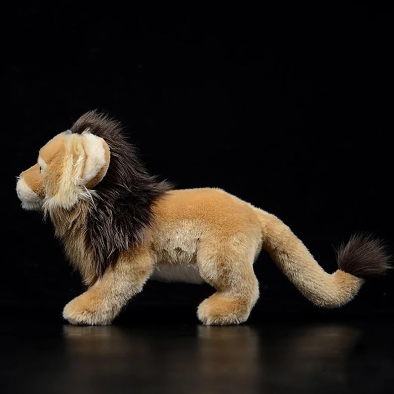 Simulazione In piedi Leone marrone Peluche Giocattolo realistico Morbido Animali selvatici Leoni africani Bambola di peluche Regalo per bambini 28 cm Cammello