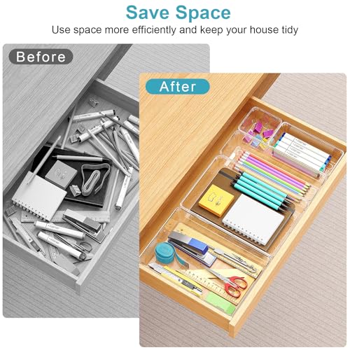 Image of Manalete 65 Pcs Clear Plastic Drawer Organizer, Makeup & Vanity Organizer