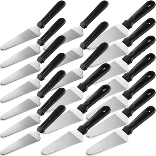 Zhehao 20 Pcs Pizza Spatula Bulk Pie Server Stainless Steel Cake Pie Cutter Non Slip Easy to Grip Baking Triangular Spade Plastic Handle Shovel