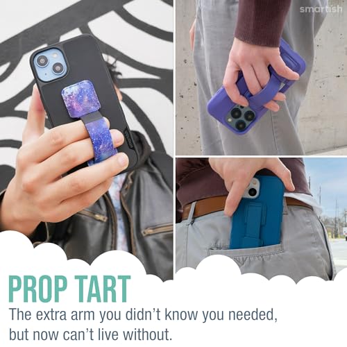 Image of Smartish Phone Grip Loop - Prop Tart - Pop Out Finger Strap and Holder with Kickstand [Compatible with All iPhone & Android Phones] Stick On Phone Ring for All Phone Models - Black Tie Affair