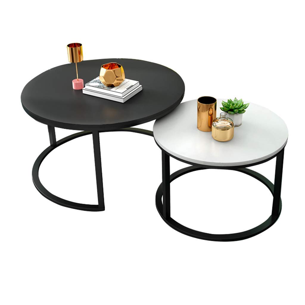 Tables basses gigognes rondes lot de 2 bout de canapé en bois style industriel