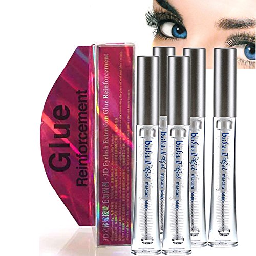 Baisidai 15Ml 3D Clear Eye Lashes Coat Mascara Supply Eyelash Sealer Reinforcement Glue with Brush (5PCS)