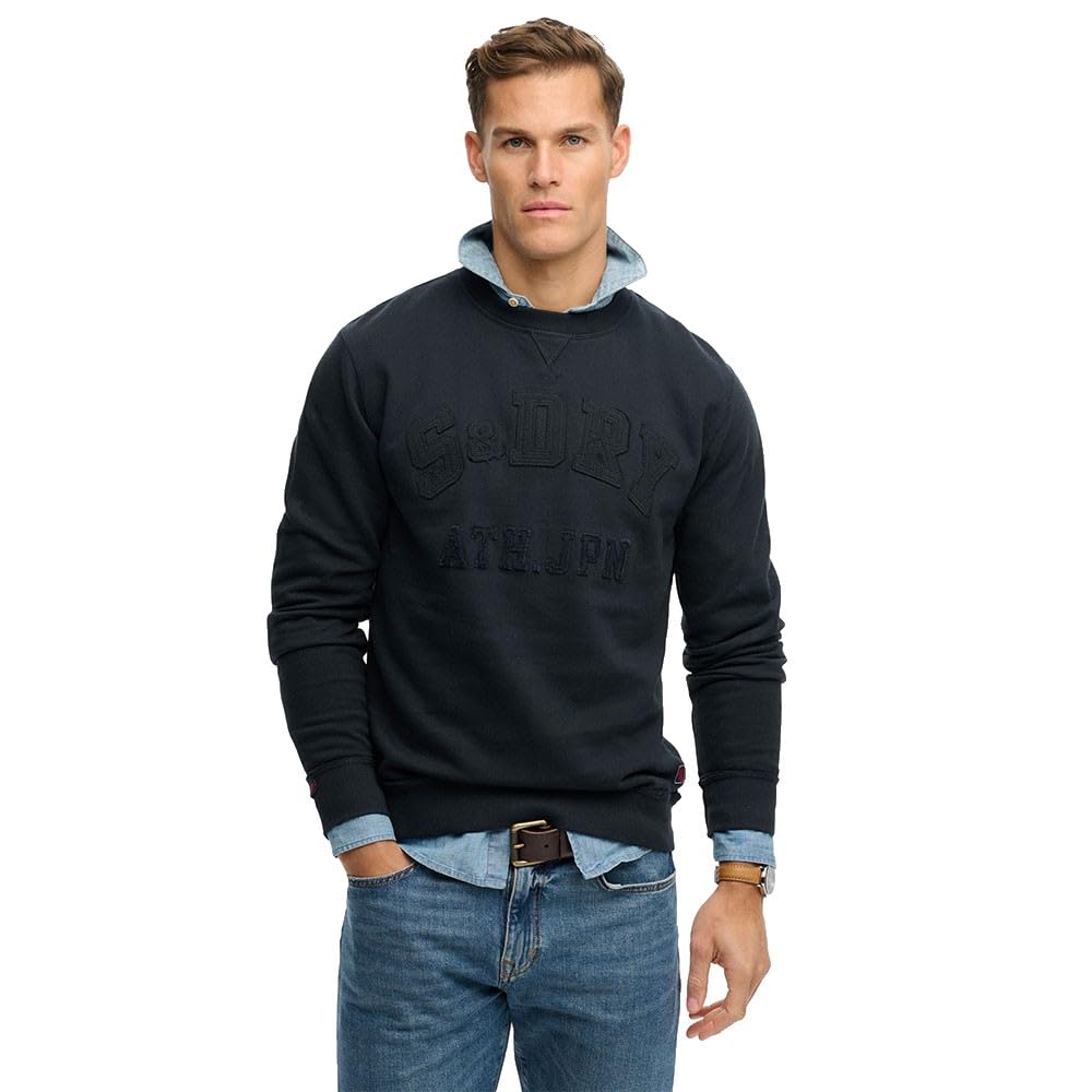 Superdry Men's Eclipse Navy Vintage Athletic Tonal Sweatshirt L