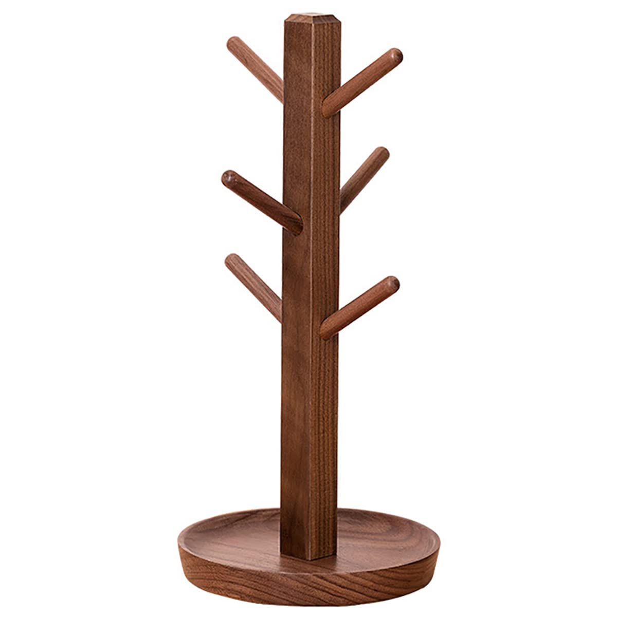 Coffee Cup Tree Holder with 6 Hooks, Mug Tree Wood Stand Rack, Mug Hanger Accessories for Bar Kitchen Mug Organizer Holde,C