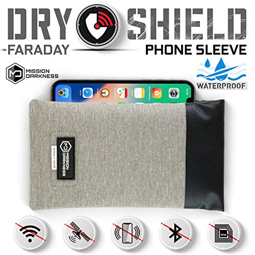 Mission Darkness Dry Shield Faraday Phone Sleeve // Slim Waterproof Dry Bag for Cell Phones + RF Shielding Liner // Signal Blocking, Anti-tracking, EMP Shield, Data Privacy, Electronic Device Security
