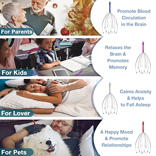 HOFASON Scalp Massager, Handheld Head Massager Tingler, Head Scratcher for Deep Relaxation, Ideal Gift Stocking Stuffers for Women Man Hair Stimulation and Stress Relief (2 Pack, Random Colors) - Image 4