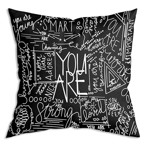 ZNGFON You are Inspirational Throw Pillow Covers 18x18 Inch, Positive