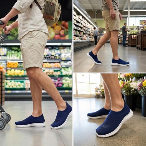 Image of TIOSEBON Men's Slip On Walking Shoes Arch Support Knit Mesh Lightweight Casual Comfortable Gym Workout Running Tennis Travel Standing Sneakers