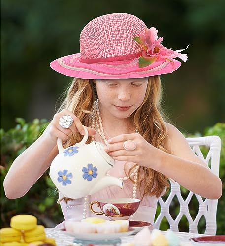 Mozlly Girls Tea Party Sun Flower Hat - 7.75 inch2
