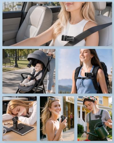 Mini Clip on Fan Handheld, 3000mAh Rechargeable Portable Fan with LED Display, 3-in-1 Personal Cooling Fan, 5 Speeds Quiet USB C Fan for Stroller Desk Travel Camping Office for Women Men Kids, Black — view 2