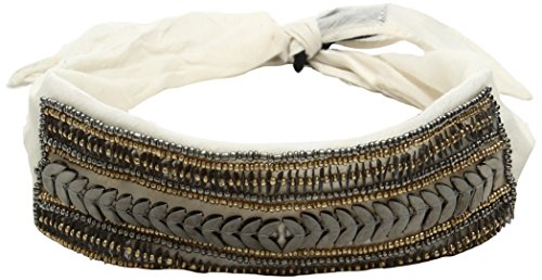Steve Madden Women's Solid Bandana Choker with Sequins and Beads, Ivory, One Size