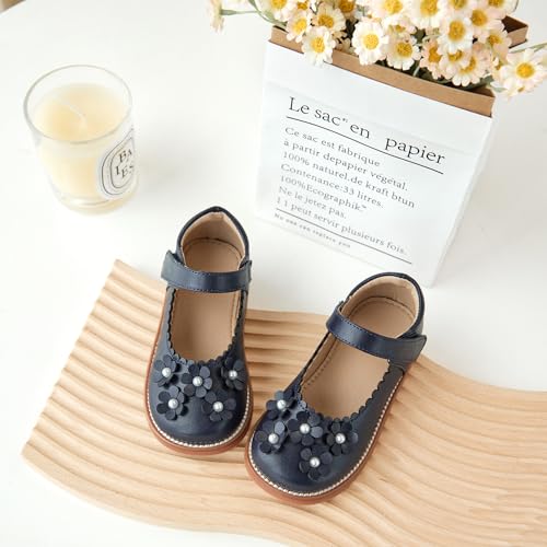 Image of GINFIVE Toddler Girls Dress Shoes Little Kids Flats School Mary Janes Shoes