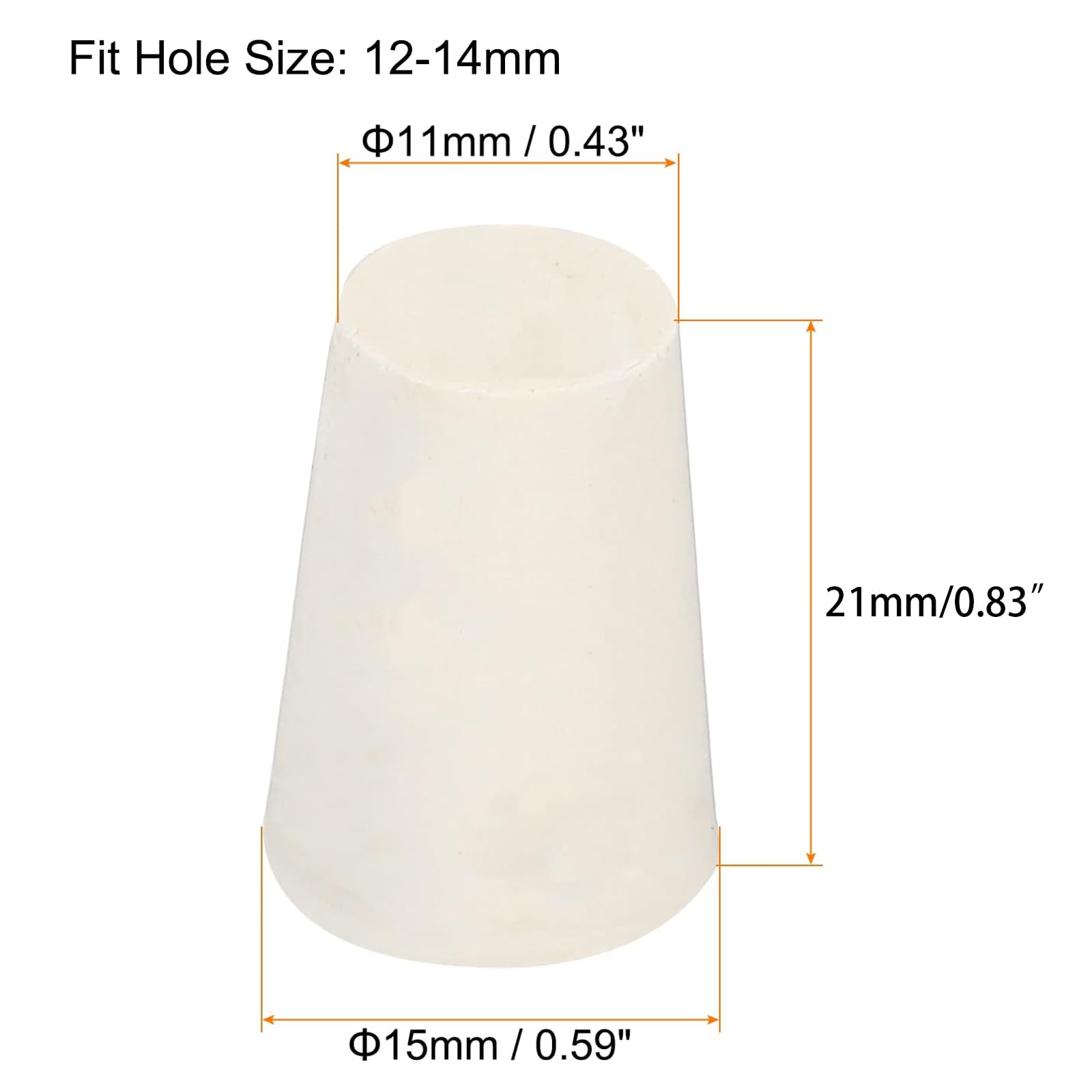 TOP-VIGOR 12Pcs Rubber Tapered Plug, 11mm to 15mm Solid Silicone Stopper - Image 2