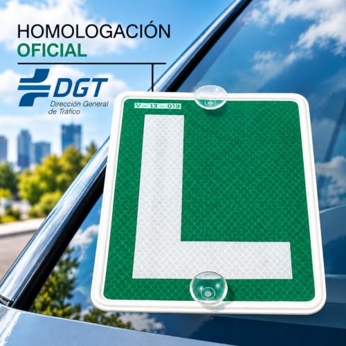Miniatura 2 de Genérico Placa L Novel Con Ventosas Homologada Por La Dgt L Novel Exterior Quita Y Pon Placa L Conductor Novel Homologada Reflectante Y Reutilizable