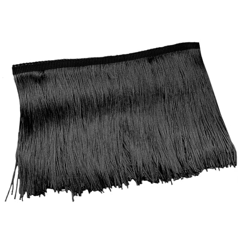 Luomorgo 10 Yards Chainette Fringe Trim 6 Wide - Polyester Tassel for Sewing Latin Dresses & Lamp Shades | DIY Craft Decor (Black)
