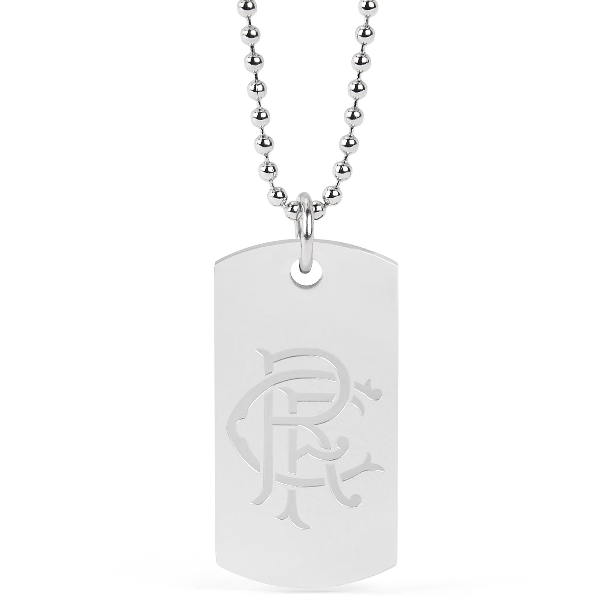 Officially Licensed Rangers FC Crest Dog Tag Necklace, Stainless Steel Ball Chain, Men's RFC Gift