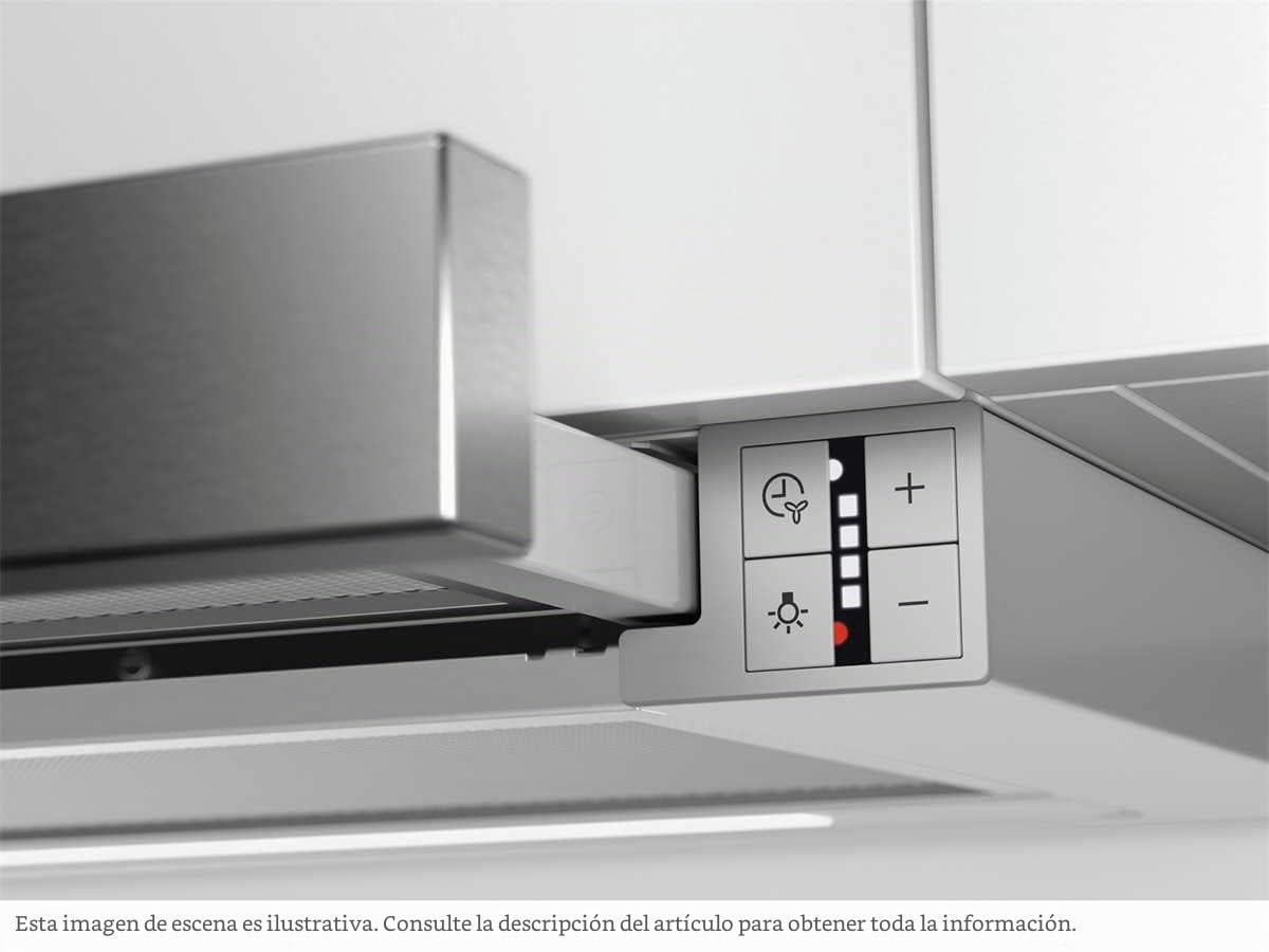 AEG DPE5660M Campana extractora extraíble, 60 cm, 3 velocidades + intensivo, Potencia hasta de 660 m3/h, Nivel de ruido de 60 dB(A), Panel incluido, Luces LED, Inox, Clase A