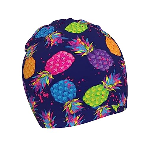 Rqzwdq Neon Pineapple Kids Beanie Hats Warm Knit Beanie Cap Skull Caps Gifts Decor for Boys Girls