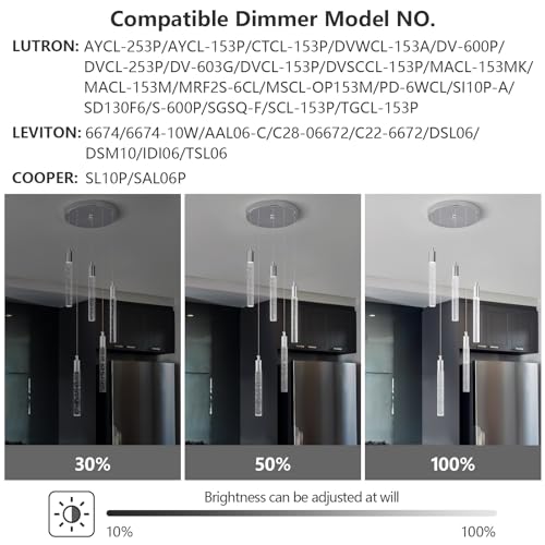Image of Modern Light Fixture Kitchen Island Pendant Light Dimmable LED Chrome Pendant Lights Mini Crystal Pendant Lighting for Bedroom Dining Room Living Room(5-Light )