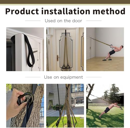 Image of Bodyweight Resistance Training Straps, Complete Home Gym Fitness Trainer kit for Full-Body Workout, Included Door Anchor, Extension Strap, Fitness Guide