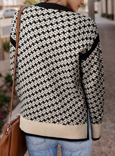 Dokotoo Womens Casual Cross Jacquard Sweaters 2025 Crewneck Long Sleeve Fall Winter Warm Knit Pullover Tops Clothes4