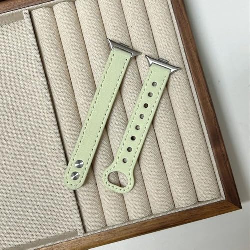 Compatible with Apple Watch Series 10/9/8/7/6/SE - Double Pin Buckle Genuine Leather Band, Unisex Fit for 41/45mm Sizes