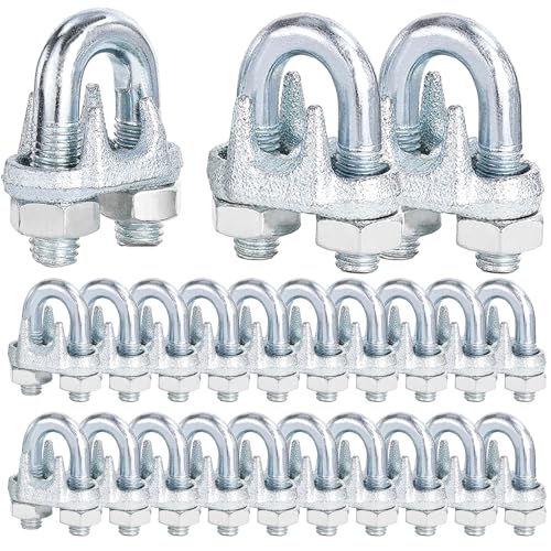 30PCS 3/8 M10 Zinc-Plated Wire Rope Clamps U-Bolt Cable Clips