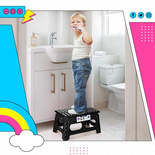 Image of Delxo Folding Step Stool 9 inch 2 Pack,300 Lbs Step Stool for Kids&Adults