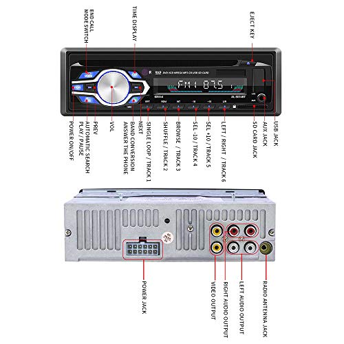 Camecho Single Din Car Stereo Radio With Cd Player, Car Dvd Bluetooth Player Fm Audio Receiver Mp3 Player Support Usb/Sd Card Input, Auxiliary Input Multimedia Cd Car Stereo + Remote Control #TOP7