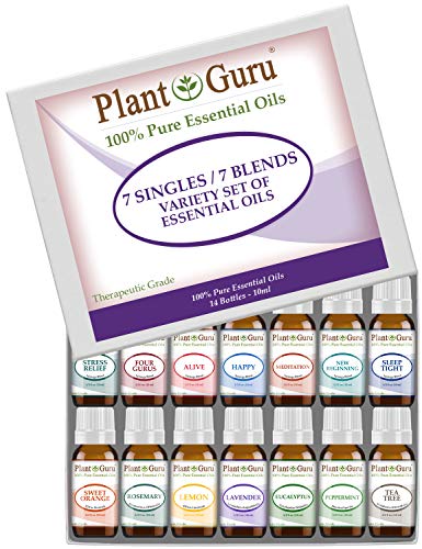 Essential Oil Set 7 Singles & 7 Blends 10 ml - 100% Pure Therapeutic Grade