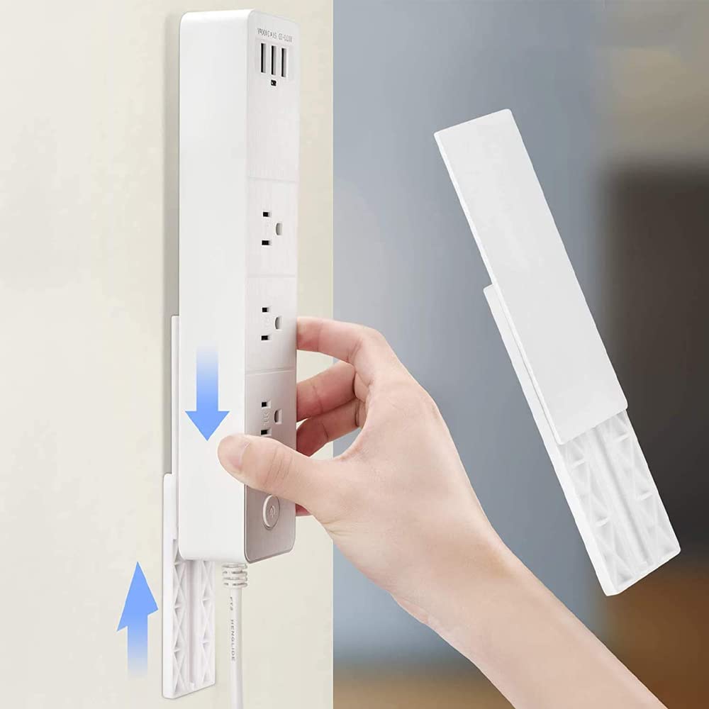 SpiderJuice® Wall-Mounted Self-Adhesive Interchangeable Punch Free Power Strip Plug Holder Sliding Bracket (White Colour) (Pack of 2)-image-32