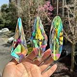 3PCS 5' Large Crystal Sun Catcher Prisms, Hanging Suncatchers with Glass Prism, Rainbow Maker for Room, Windows,Garden,Fantasy Aesthetic Home Decor. (YGBS02)
