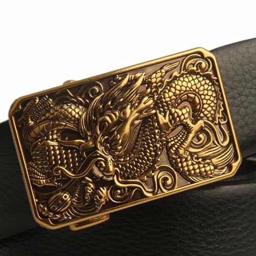 Men Ratchet Belts Big and Tall 39"-79",3D-Print Handmade Engraved Animals Automatic Buckle Black Strap Holeless Design2