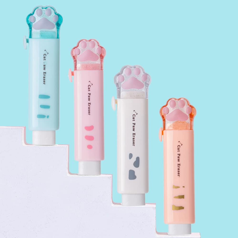 Retractable Pencil Eraser,4 Pack Cute erasers for Students Kids School Office Pencils Painting Drawing Gift Supplies - Peach Classic 4 Colors