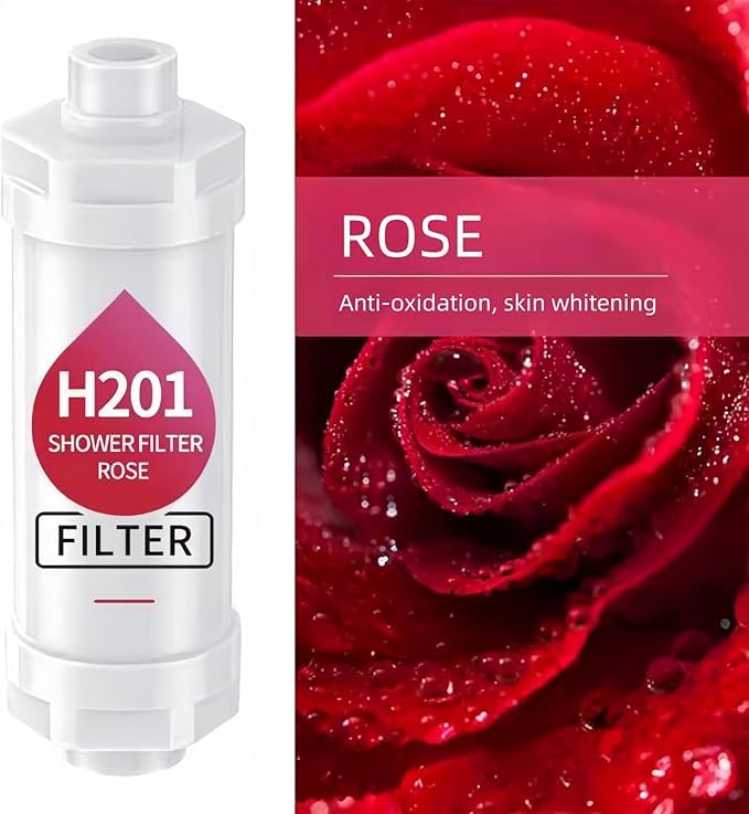 Image of Rose Vitamin C Shower Filter for Hair & Skin (Rose Color), Removes Chlorine & Rust, Softens Hard Water up to 98%, Prevents Dry Skin & Hair Loss, Universal Shower Head Filter, ABS Material