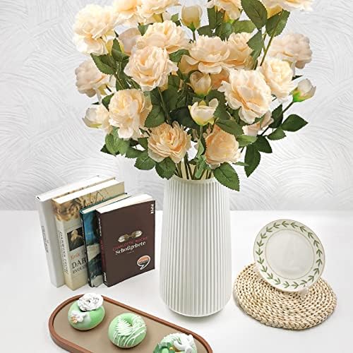 SNAILGARDEN 12Pcs Artificial Flowers,Single Stem Silk Peony Blooming Rose with 36 Flower Heads,for Bridal Wedding Home Party Festival Floral Arrangements Decoration(Champagne)