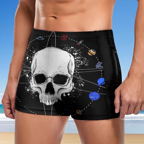Maillot de bain boxer homme blanc Planète Crâne séchage rapide - 2