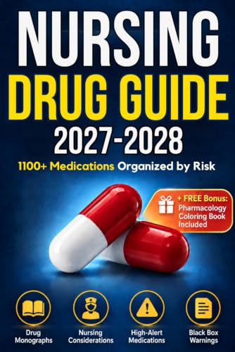 NURSING DRUG GUIDE: 1100+ Medications Organized by Risk, Flagship Drugs, Core Reference &amp; Quick-Look Tables for NCLEX