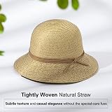 Comhats Damski kapelusz przeciwsłoneczny, składany kapelusz słomkowy na plażę, ochrona przed promieniowaniem UV, kapelusz letni, 92567_beżowy, M