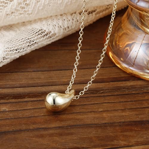 Dochais Kette Gold Silber Damen, 14K Gold/Weißgold Vergoldete Halskette Tropfen Anhänger Waterdrop Necklace Frauen Mädchen Schmuck Geschenk Weihnachten, 40-45cm Kette