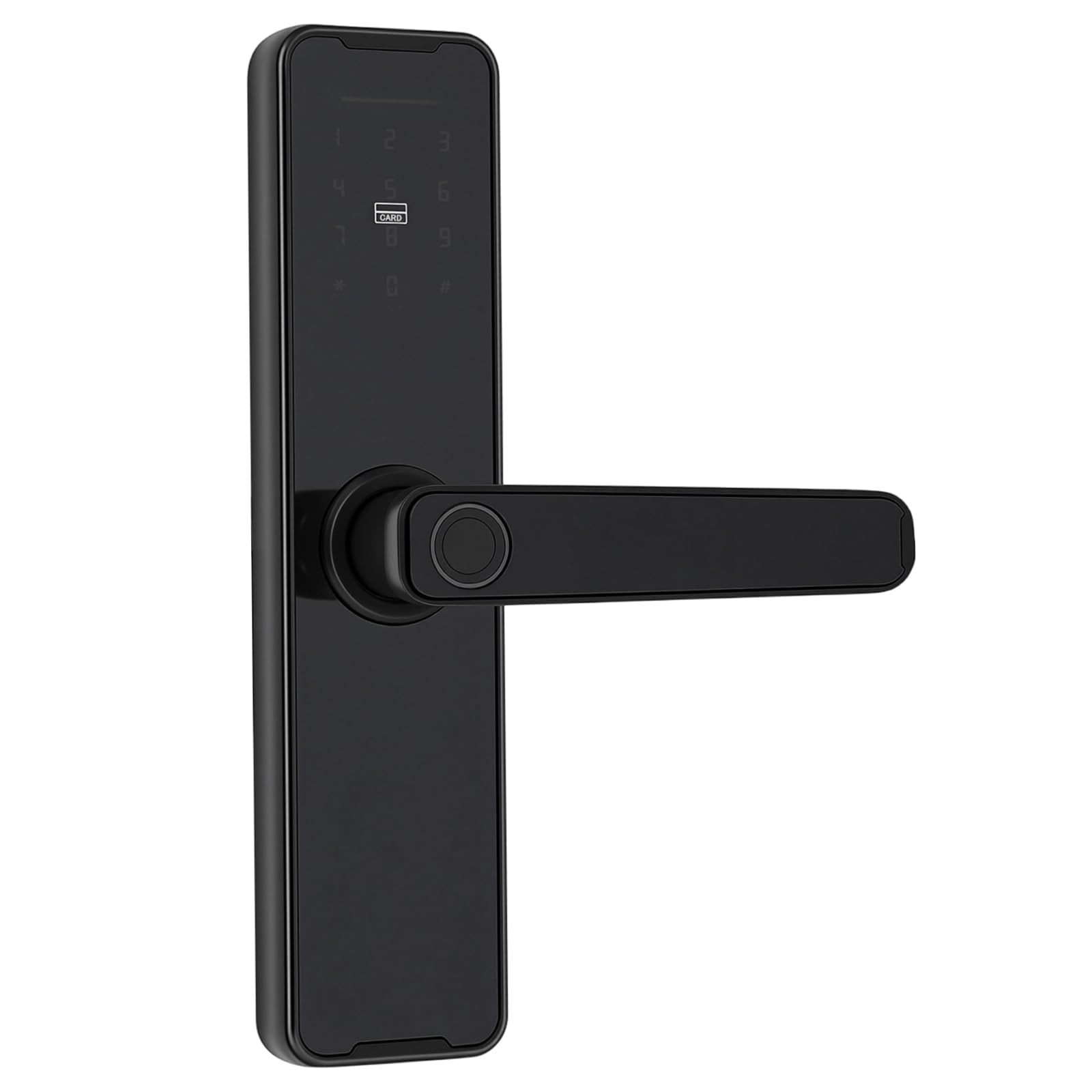 Cerradura conectada WiFi huella digital 5 métodos de desbloqueo, TUYA App Card Código, alarma seguridad anti-robo puerta 30-50mm cerradura inteligente con asas