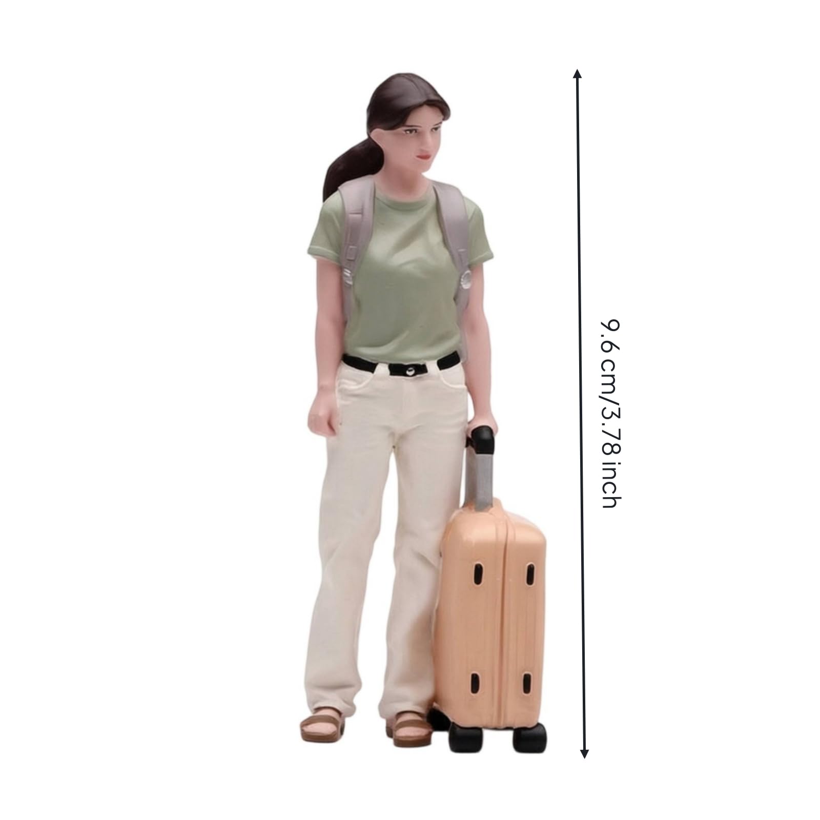 Reisende Miniaturfigur handbemalt Miniatur-Frau mit Koffer detailgetreu Figurenkoffer für Sammler, 1/18