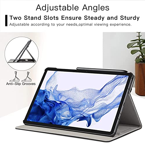 Ztotop Case For Samsung Galaxy Tab S8 Plus/S7 Fe, Premium Pu Leather Folding Stand Cover For 12.4 Inch Galaxy Tab S8+ 2022/S7 Fe 2021/Tab S7 Plus 2020, With Pen Holder&Multiple Viewing Angles, Black #TOP3