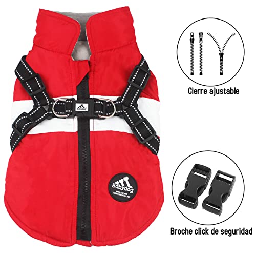 BabyDog Dog Vest Coat with Fleece Lining, Harness with Ring, Adjustable Zipper Sleeveless (M, 199 Red) - Image 4