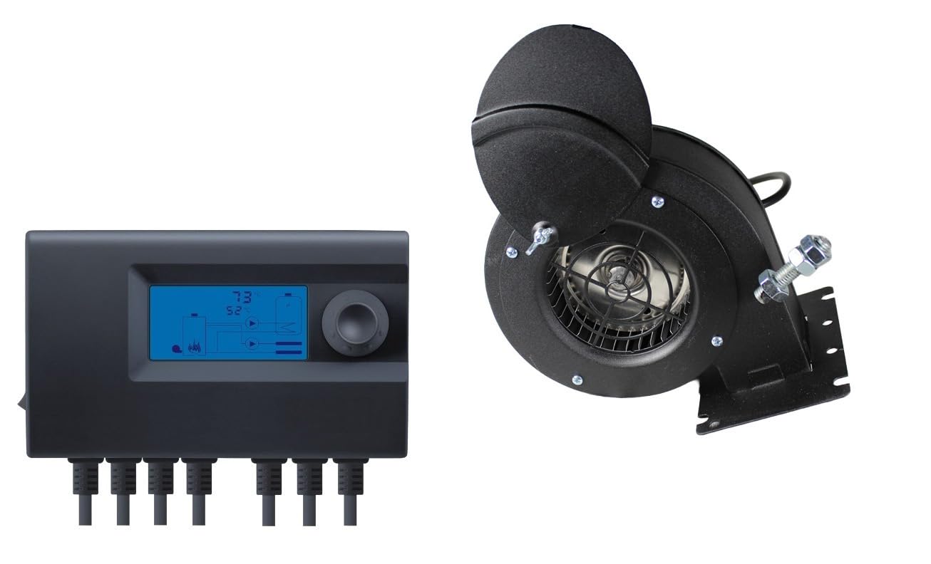 solar+more Euroster 11WB Kesselregelung mit Gebläse RV-14RK – elektronischer Regler für Festbrennstoffkessel, Speicher, stufenlose Steuerung, LCD, Schutzfunktionen