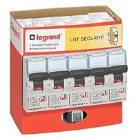 LEGRAND | Multipack mit 5 Leitungsschutzschaltern, 20 A, Eingang hoch und niedriger Ausgang durch Autoklemmen, Stromversorgung über Kamm, sofortige Anzeige des defekten Stromkreises