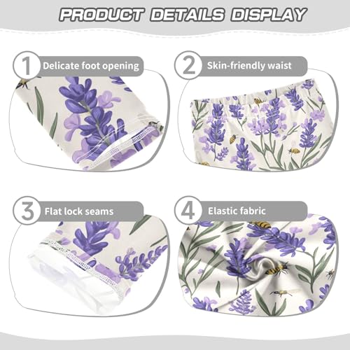 Purple Flowers Girls' Leggings Toddler Doodles Lavender Kids Yoga Pants Dance Active Tights 4T3