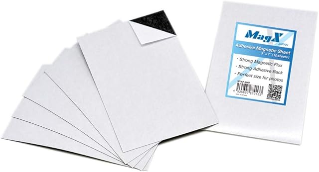 MagX Adhesive Magnetic Sheets 13cm x 18cm (10 Sheets), Flexible Magnetic Paper, Sticky Magnetic Paper, Peel and Stick, Photo Magnets, Stationery, Office