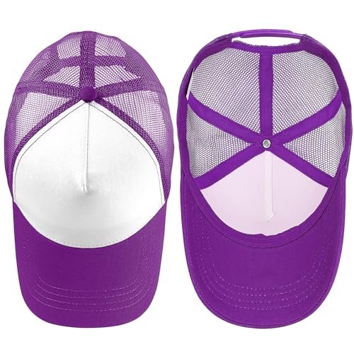 Image of Falari 5-Panel Mesh Baseball Cap, Trucker Hat, Structured Plain Design, Cotton, Adjustable Size