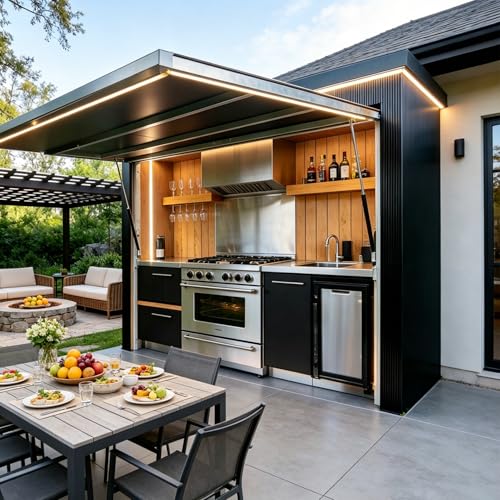 Luxury Prefab Outdoor Kitchen Kit with Roof